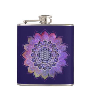 Flower Of Life - Vintage Style Galaxy Space 1 Hip Flask
