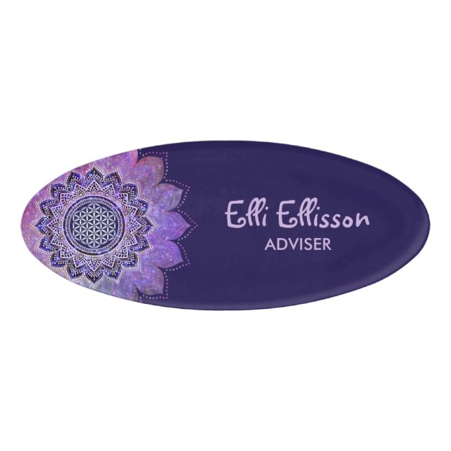 Flower Of Life - Vintage Style Galaxy Space 1 Name Tag (Front)
