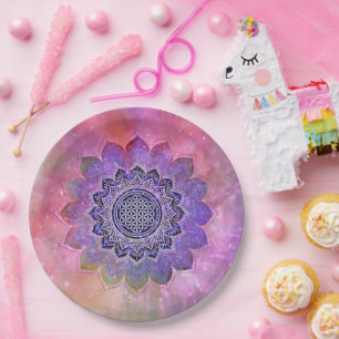 Flower Of Life - Vintage Style Galaxy Space 1 Paper Plate