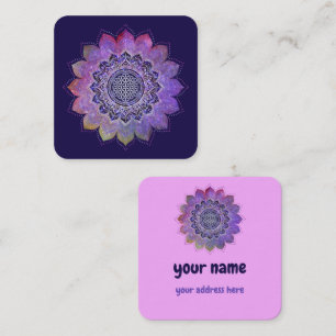 Flower Of Life - Vintage Style Galaxy Space 1 Square Business Card