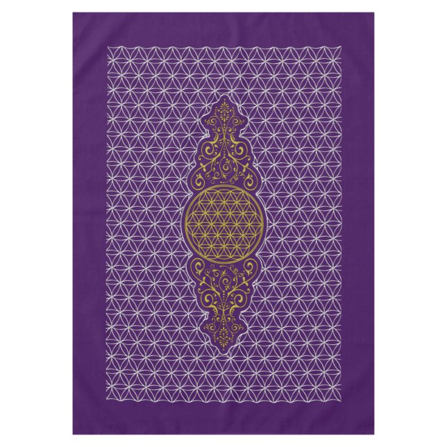 Flower of Life - vintage XI & silver pattern Tablecloth (Front)