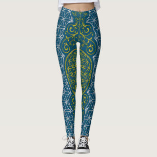Flower of Life - vintage XI stamp pattern Leggings