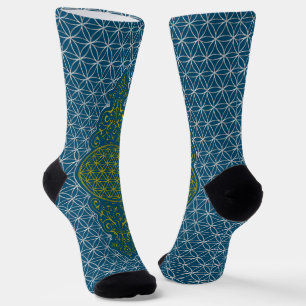FLOWER OF LIFE - vintage XI stamp pattern Socks