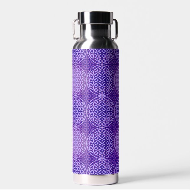 FLOWER OF LIFE - violet lila pattern Water Bottle (Front)
