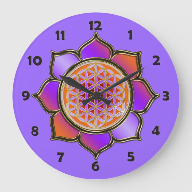 FLOWER OF LIFE - violet lotus + clock face numbers (Front)