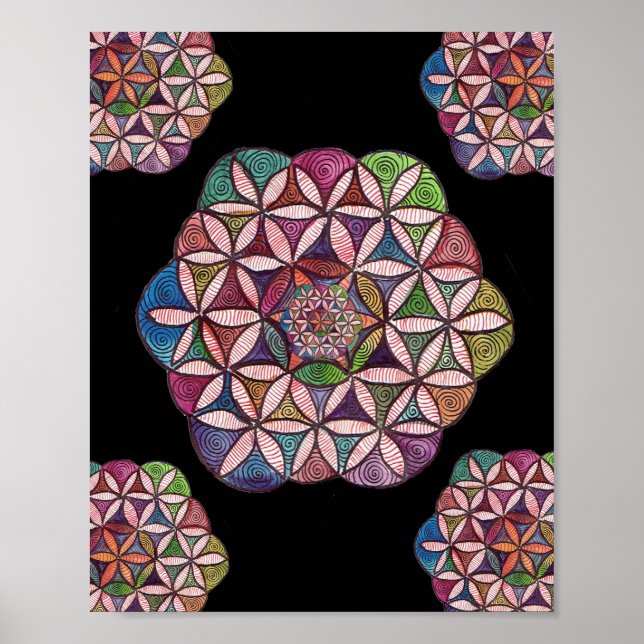 Flower of Life Watercolor Art Poster (Front)