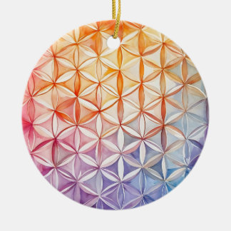 Flower of Life - Watercolor Painting Ceramic Ornament