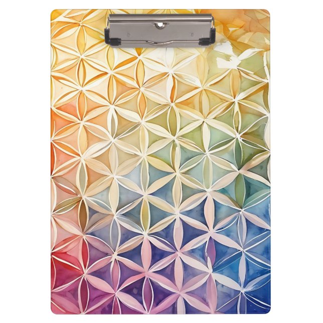 Flower of Life - Watercolor Painting Clipboard (Front)