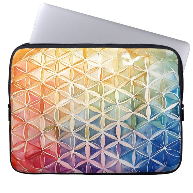 Flower of Life - Watercolor Painting Laptop Sleeve (Front)