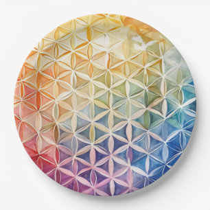 Flower of Life - Watercolor Painting Paper Plate