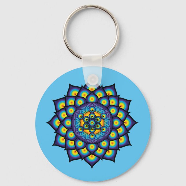 Flower of Life with Metatron's Cube Keychain (Front)