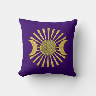 Flower Of Life with Moon Throw Pillow