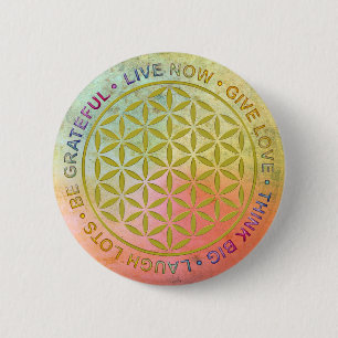 Flower Of Life with Rules Of Life 2 Inch Round Button