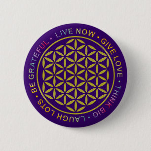 Flower Of Life with Rules Of Life 2 Inch Round Button