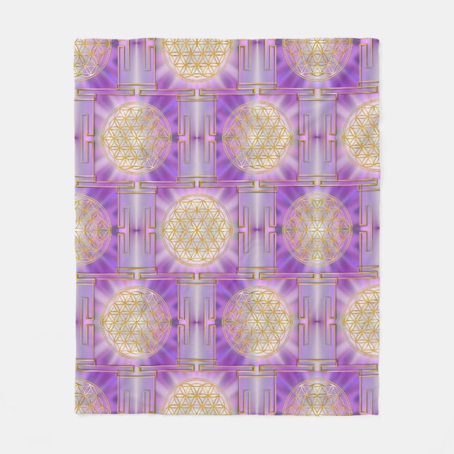 FLOWER OF LIFE - Yantra seamless pattern Fleece Blanket (Front)