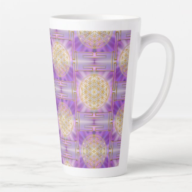 FLOWER OF LIFE - Yantra seamless pattern Latte Mug (Right)