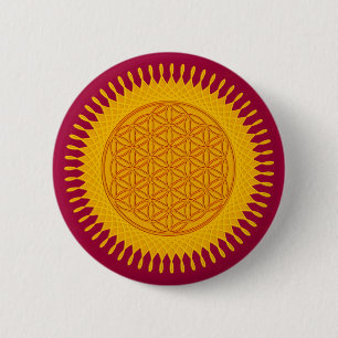 Flower Of Life - yellow sunny 2 Inch Round Button