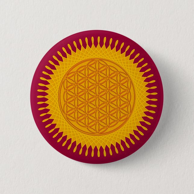 Flower Of Life - yellow sunny 2 Inch Round Button (Front)