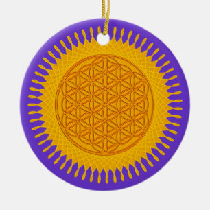 Flower Of Life - yellow sunny Ceramic Ornament