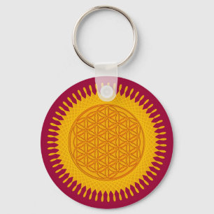 Flower Of Life - yellow sunny Keychain