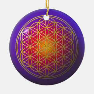 Flower Of Live / gold violet Ceramic Ornament