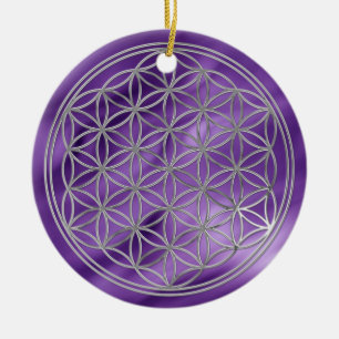Flower Of Live / silver   lila waves Ceramic Ornament