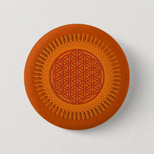 Flower Of Live / sun design 2 Inch Round Button
