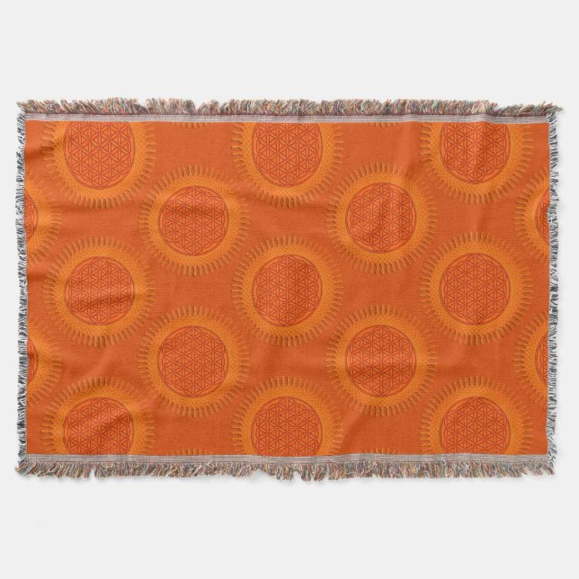 Flower Of Live - sun - seamless pattern 1 Throw Blanket (Front)