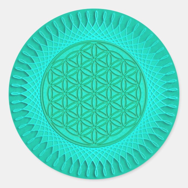 Flower Of Live - sun - seamless pattern 2 Classic Round Sticker (Front)