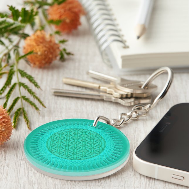 Flower Of Live - sun - seamless pattern 2 Keychain (Front Right)