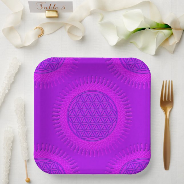 Flower Of Live - sun - seamless pattern 3 Paper Plate (Wedding)