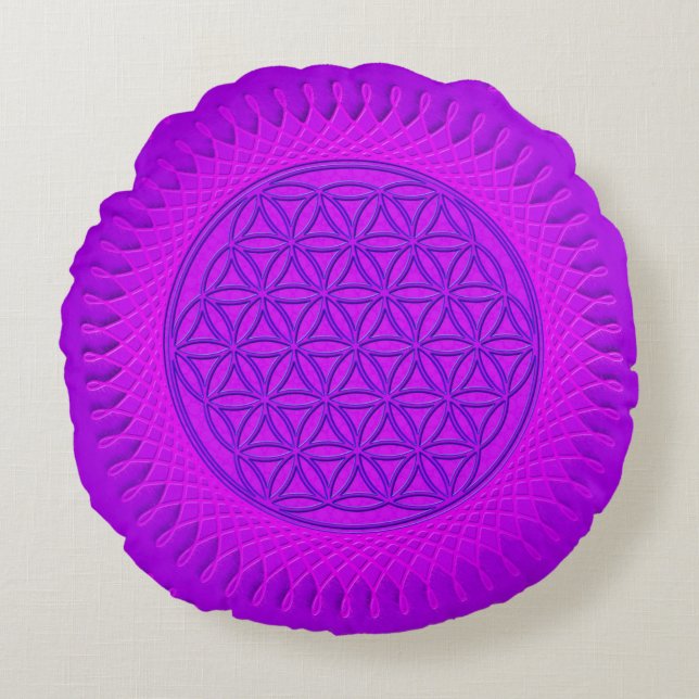 Flower Of Live - sun - seamless pattern 3 Round Pillow (Front)