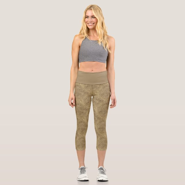 Flower Of Live - sun - seamless pattern 4 Capri Leggings (Front)