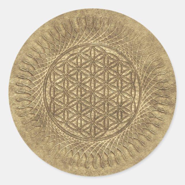 Flower Of Live - sun - seamless pattern 4 Classic Round Sticker (Front)