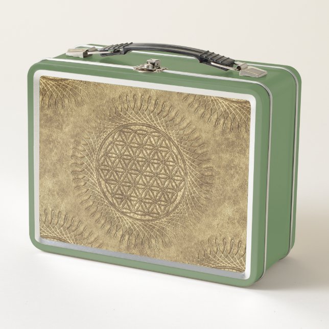 Flower Of Live - sun - seamless pattern 4 Metal Lunch Box (Front)