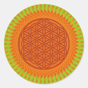 Flower Of Live / sunny design light green Classic Round Sticker