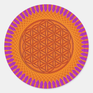Flower Of Live / sunny design   magenta splatter Classic Round Sticker