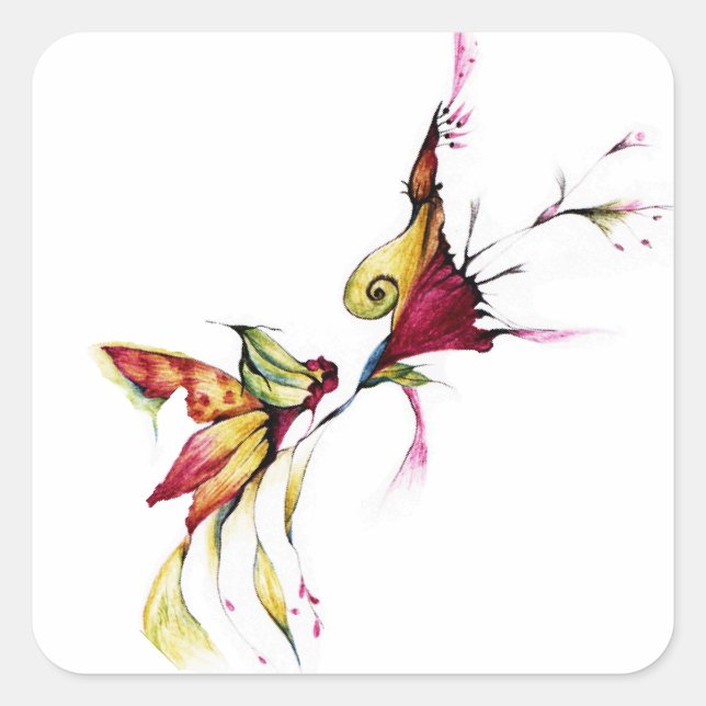 Flower of love square sticker (Front)