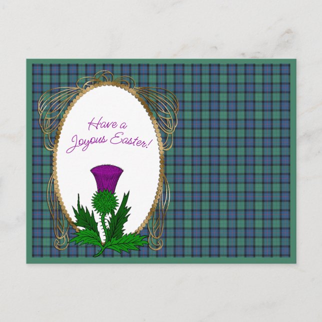 Flower of Scotland Scottish Tartan Easter  Holiday Postcard (Front)