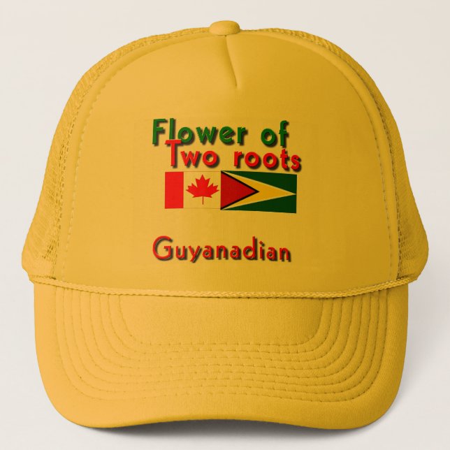 Flower of two roots guyanese-canadian trucker hat (Front)