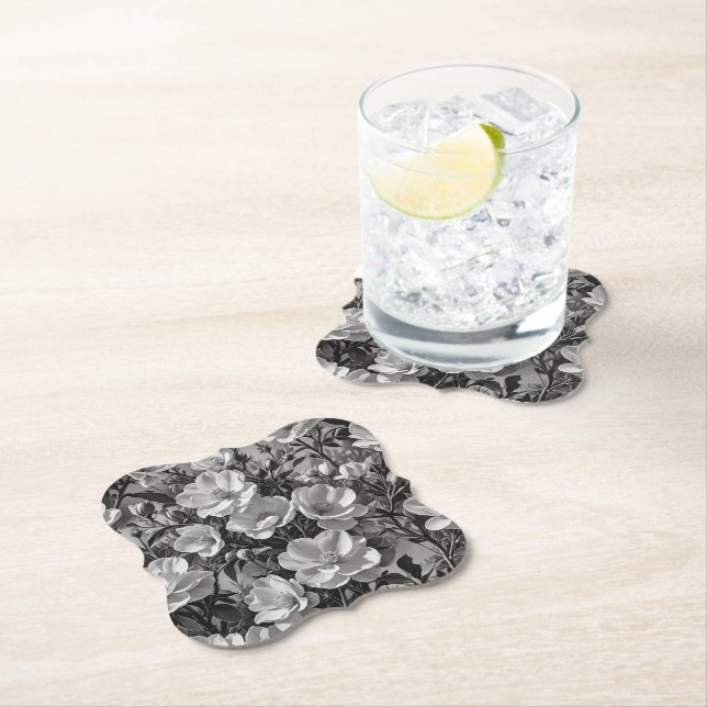 Flower oil painting grayscale paper coaster (Insitu)