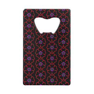 Flower on Black Background Personalized Custom Credit Card Bottle Opener