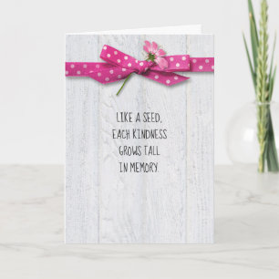 flower on pink polka dot bow thank you card