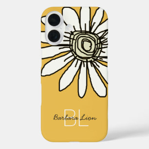 Flower on yellow personalized iPhone 16 case