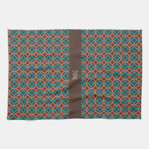 Flower Orange Blue Minimal Pattern Kitchen Towel