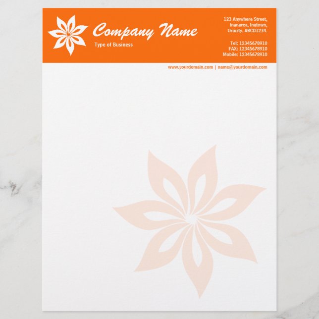 Flower - Orange Letterhead (Front)