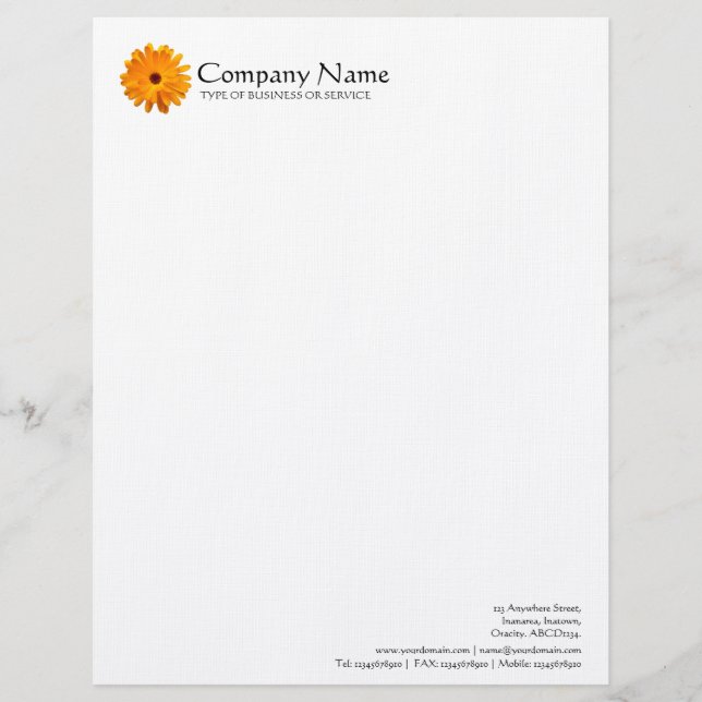 Flower - Orange Marigold Letterhead (Front)