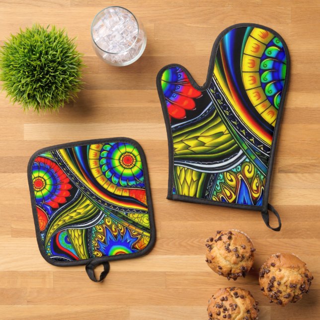 Flower Oven Mitt & Pot Holder Set (Top Down)