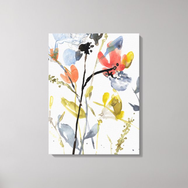 Flower Overlay - Watercolor Flowers & Stems Canvas Print (Front)