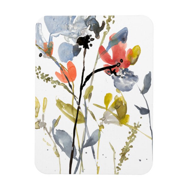 Flower Overlay - Watercolor Flowers & Stems Magnet (Vertical)